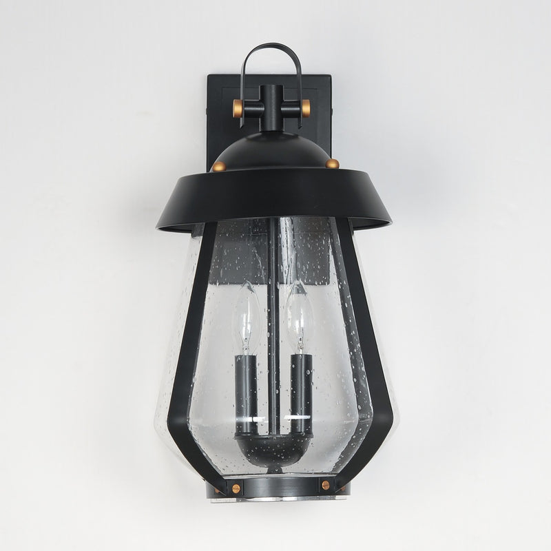 Maxim 30624CDBKAB Two Light Outdoor Wall Sconce, Black / Antique Brass