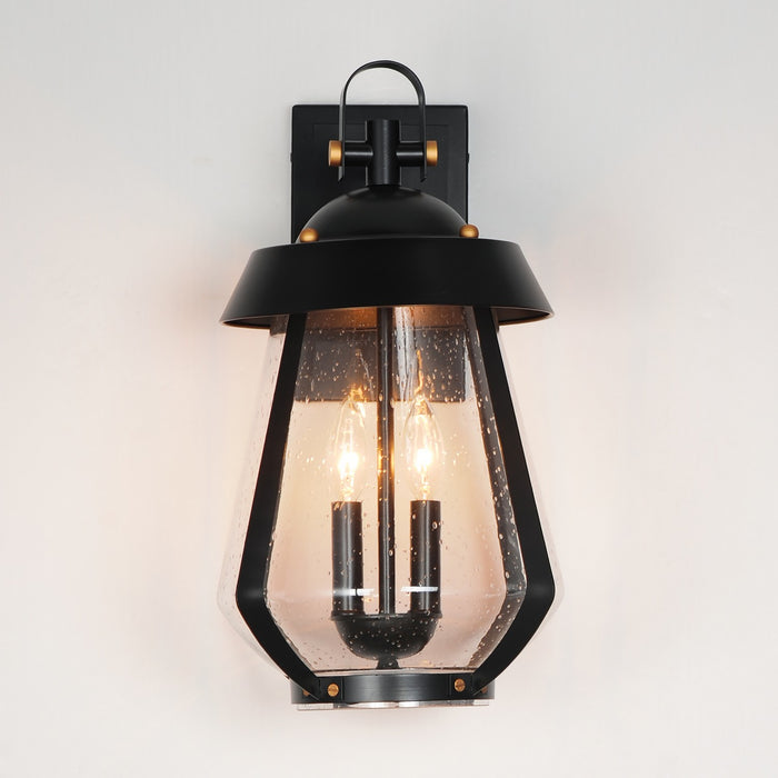 Maxim 30624CDBKAB Two Light Outdoor Wall Sconce, Black / Antique Brass