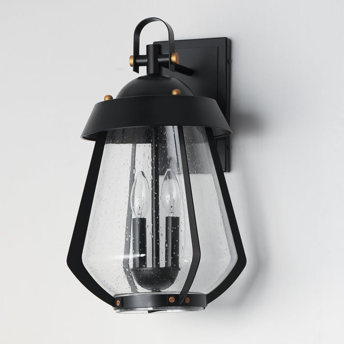 Maxim 30624CDBKAB Two Light Outdoor Wall Sconce, Black / Antique Brass