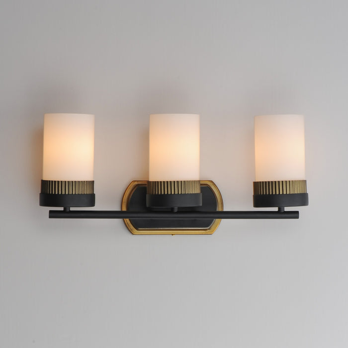 Maxim 32652SWBKAB Three Light Bath Vanity, Black / Antique Brass