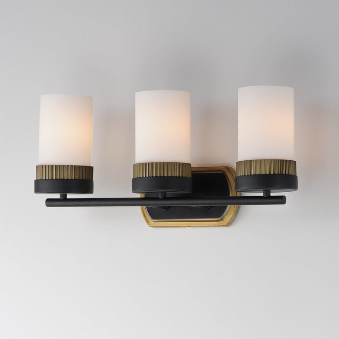 Maxim 32652SWBKAB Three Light Bath Vanity, Black / Antique Brass