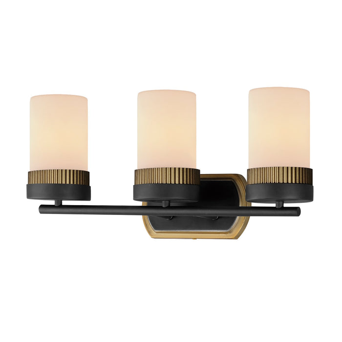Maxim 32652SWBKAB Three Light Bath Vanity, Black / Antique Brass