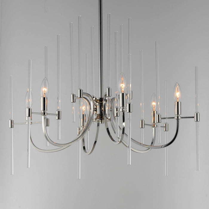 Maxim 38407CLPN Six Light Chandelier, Polished Nickel