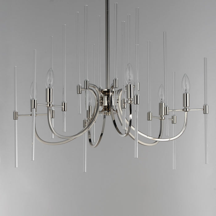 Maxim 38407CLPN Six Light Chandelier, Polished Nickel