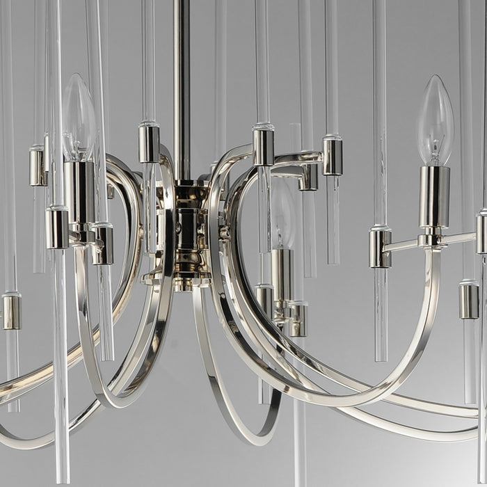 Maxim 38408CLPN Eight Light Chandelier, Polished Nickel