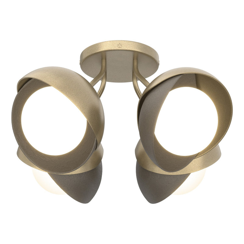 Hubbardton Forge 121376-SKT-84-07-GG0711 Four Light Semi-Flush Mount, Soft Gold