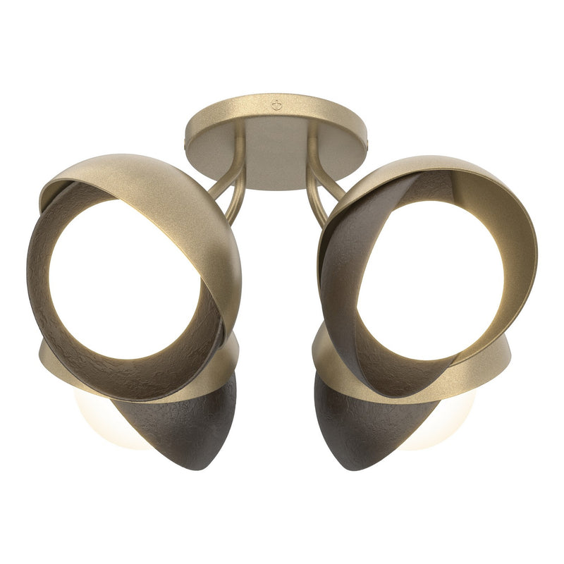 Hubbardton Forge 121376-SKT-84-14-GG0711 Four Light Semi-Flush Mount, Soft Gold