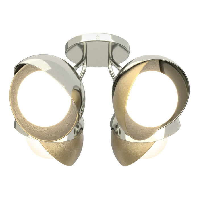 Hubbardton Forge 121376-SKT-85-86-GG0711 Four Light Semi-Flush Mount, Sterling