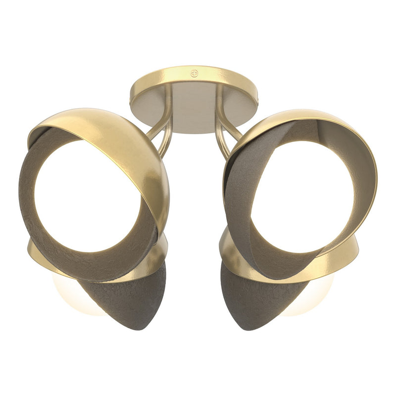 Hubbardton Forge 121376-SKT-86-07-GG0711 Four Light Semi-Flush Mount, Modern Brass