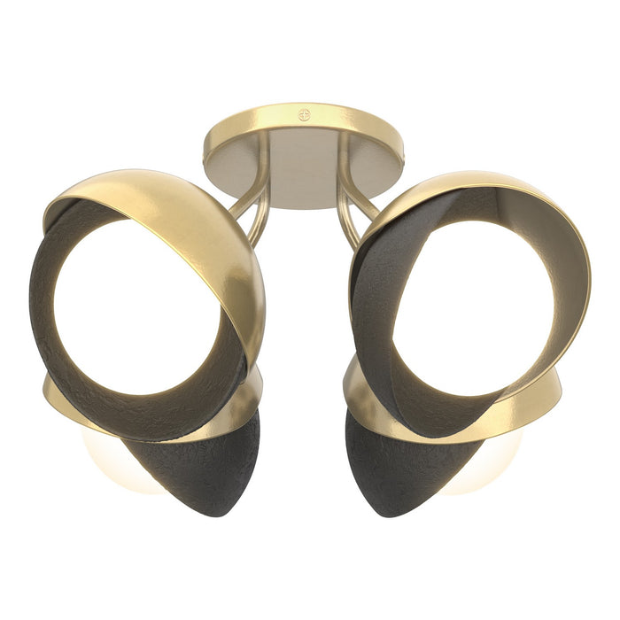 Hubbardton Forge 121376-SKT-86-10-GG0711 Four Light Semi-Flush Mount, Modern Brass