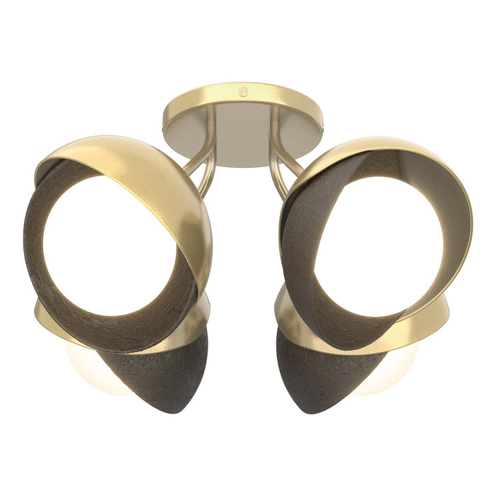 Hubbardton Forge 121376-SKT-86-14-GG0711 Four Light Semi-Flush Mount, Modern Brass