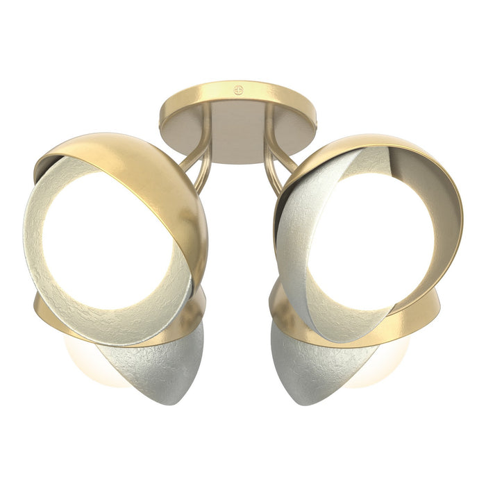 Hubbardton Forge 121376-SKT-86-82-GG0711 Four Light Semi-Flush Mount, Modern Brass
