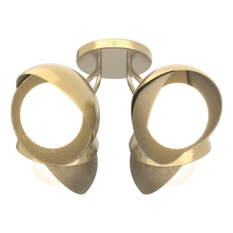 Hubbardton Forge 121376-SKT-86-84-GG0711 Four Light Semi-Flush Mount, Modern Brass