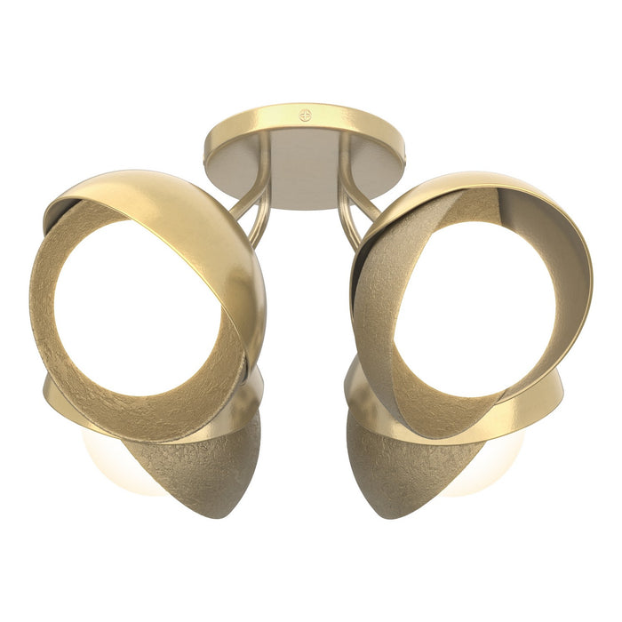 Hubbardton Forge 121376-SKT-86-84-GG0711 Four Light Semi-Flush Mount, Modern Brass