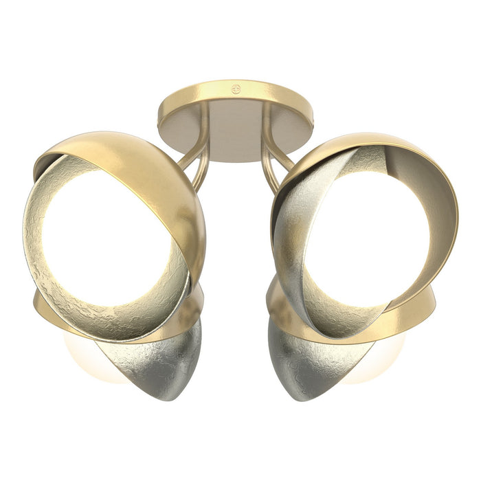 Hubbardton Forge 121376-SKT-86-85-GG0711 Four Light Semi-Flush Mount, Modern Brass