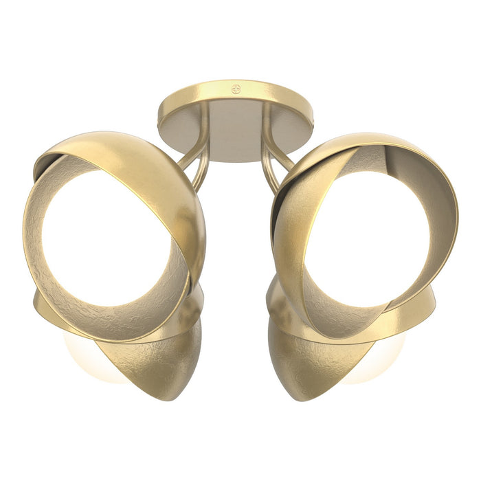 Hubbardton Forge 121376-SKT-86-86-GG0711 Four Light Semi-Flush Mount, Modern Brass