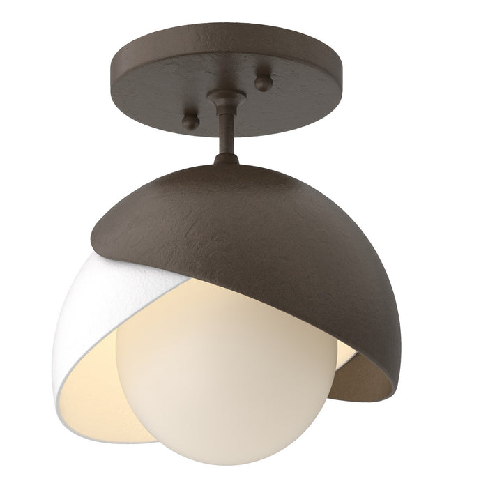 Hubbardton Forge 121377-SKT-05-02-GG0711 One Light Semi-Flush Mount, Bronze