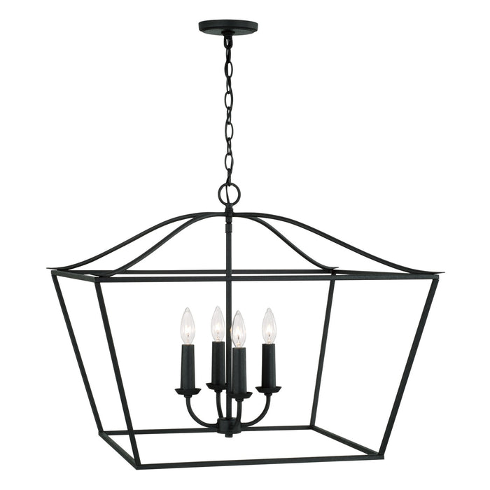 Capital Lighting 350641BI Four Light Pendant, Black Iron