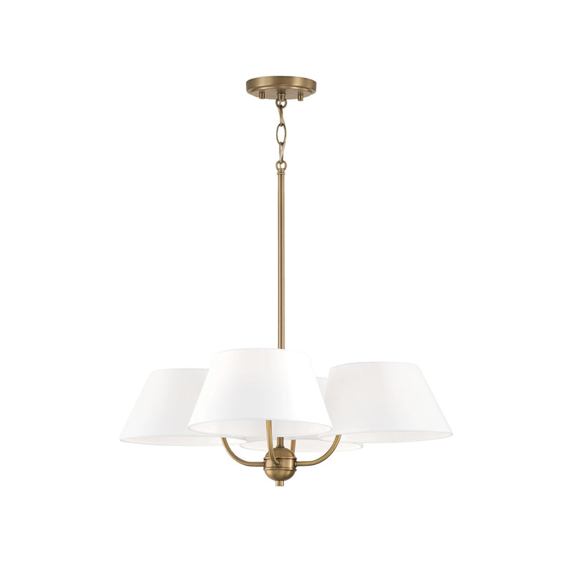 Capital Lighting 450441AD Four Light Chandelier, Aged Brass