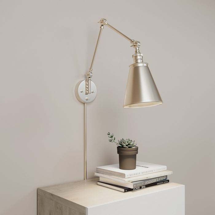 Millennium 10001-MG One Light Swing Arm Wall Sconce, Modern Gold
