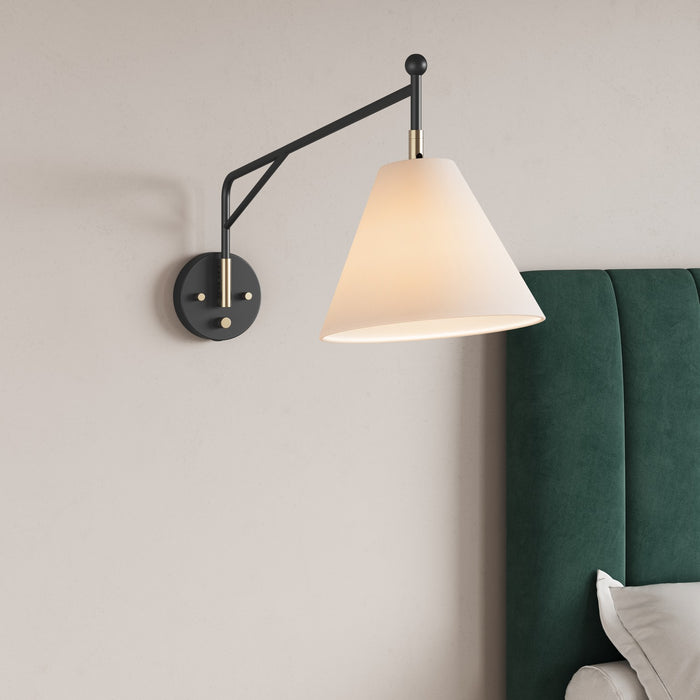 Millennium 13001-MB/VB One Light Swing Arm Wall Sconce, Matte Black/Vintage Brass
