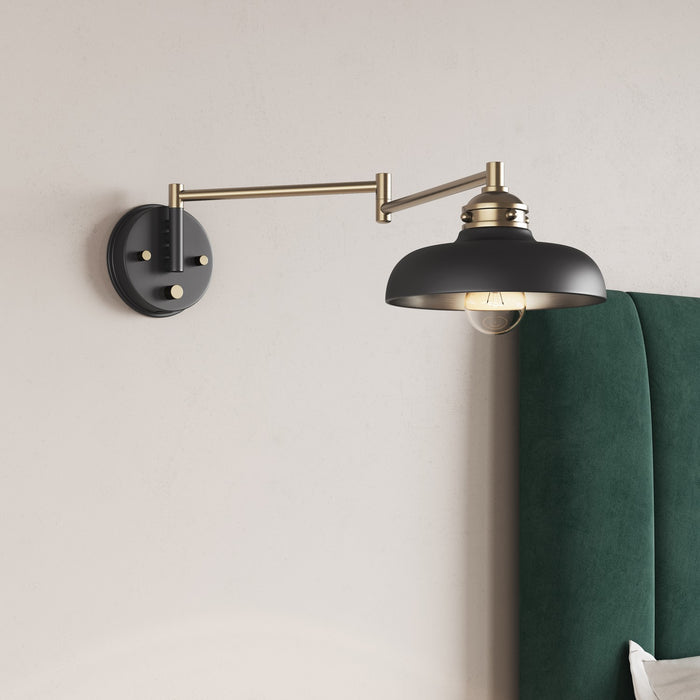 Millennium 15001-MB/VB One Light Swing Arm Wall Sconce, Matte Black/Vintage Brass