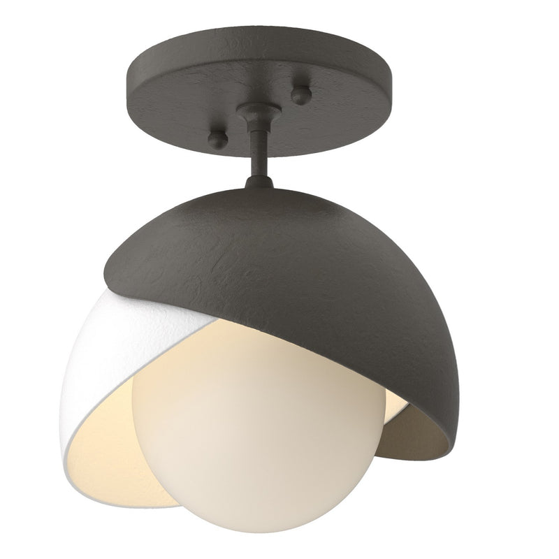 Hubbardton Forge 121377-SKT-07-02-GG0711 One Light Semi-Flush Mount, Dark Smoke