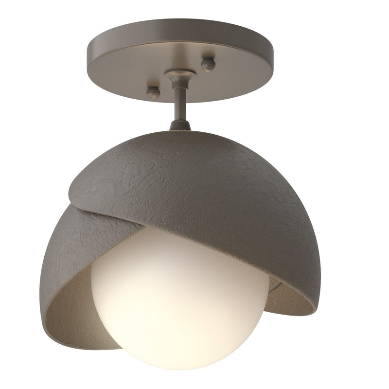 Hubbardton Forge 121377-SKT-07-07-GG0711 One Light Semi-Flush Mount, Dark Smoke
