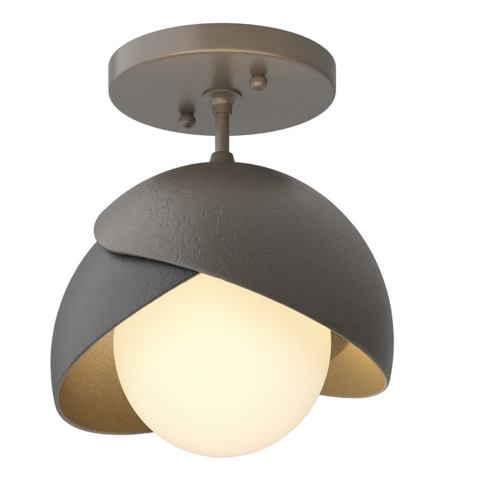 Hubbardton Forge 121377-SKT-07-10-GG0711 One Light Semi-Flush Mount, Dark Smoke