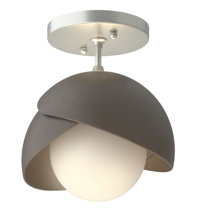 Hubbardton Forge 121377-SKT-82-07-GG0711 One Light Semi-Flush Mount, Vintage Platinum