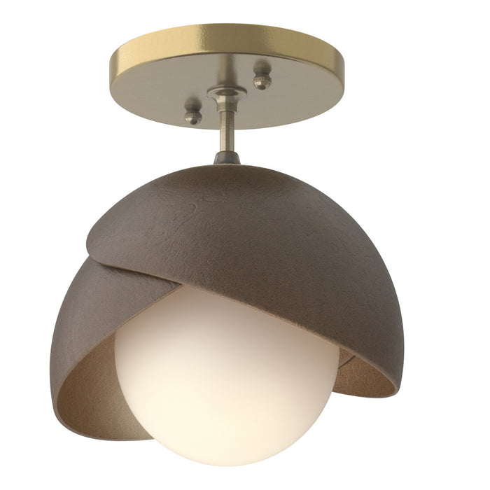 Hubbardton Forge 121377-SKT-86-05-GG0711 One Light Semi-Flush Mount, Modern Brass