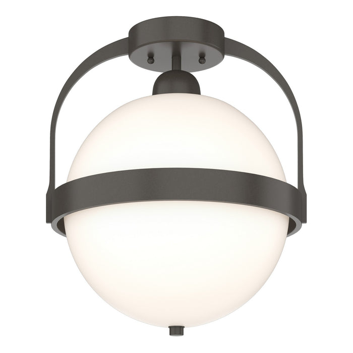 Hubbardton Forge 121380-SKT-07-GG0720 One Light Semi-Flush Mount, Dark Smoke