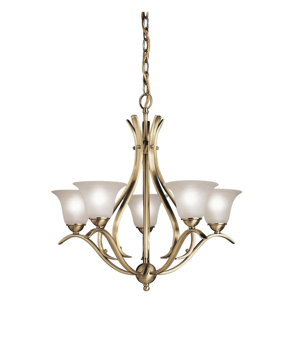Kichler 2020AB Five Light Chandelier, Antique Brass