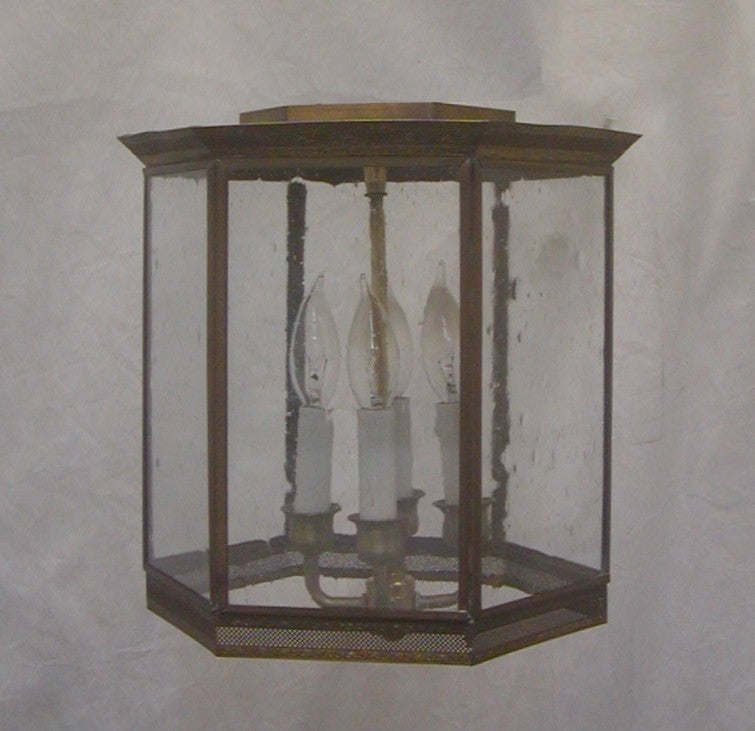 Genie House 13824ABS Four Light Flush Mount, Antique Brass