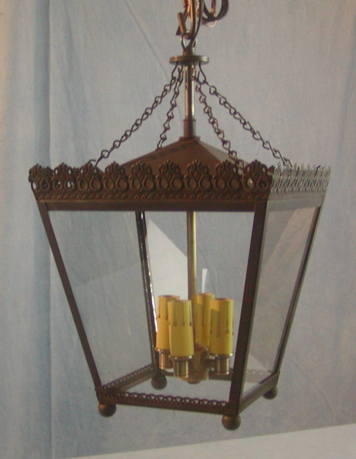 Genie House 15503MTDBC Four Light Pendant, Dark Brass
