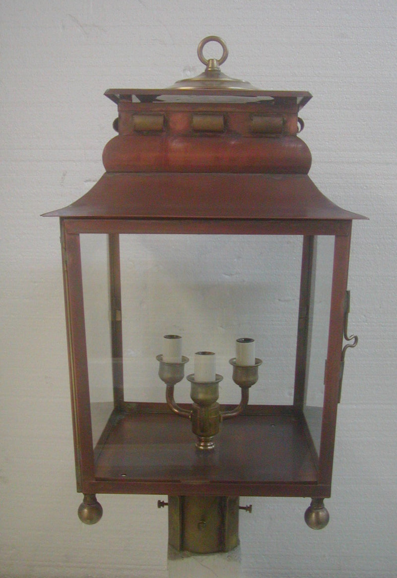 Genie House 325M2ACC Three Light Post Mount, Antique Copper
