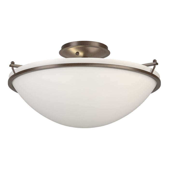 Hubbardton Forge 124304-SKT-05-GG0053 Three Light Semi-Flush Mount, Bronze