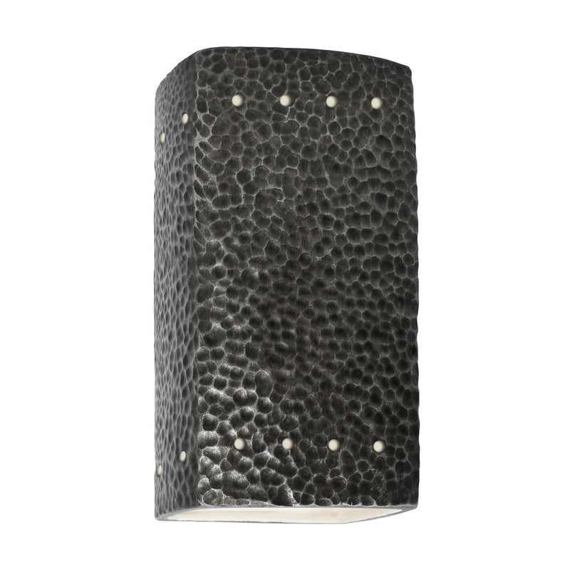 Justice Designs CER-0925W-HMPW-LED1-1000 LED Lantern, Hammered Pewter