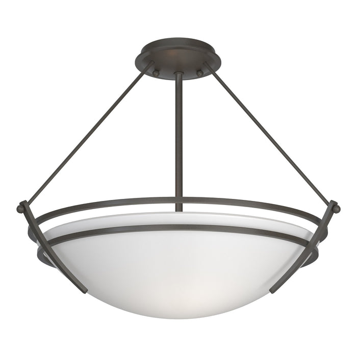 Hubbardton Forge 124432-SKT-07-GG0020 Three Light Semi-Flush Mount, Dark Smoke