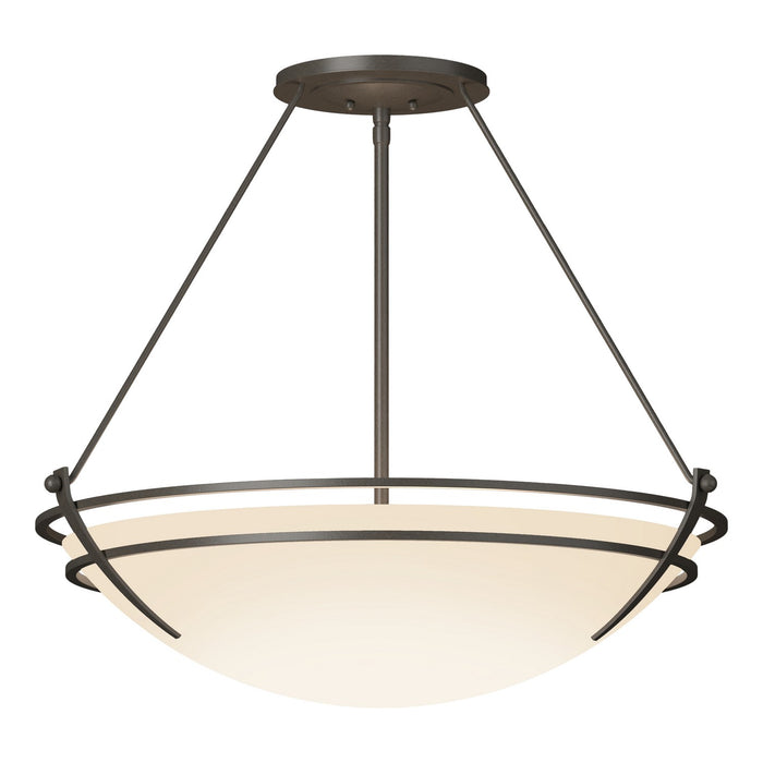 Hubbardton Forge 124442-SKT-07-GG0054 Three Light Semi-Flush Mount, Dark Smoke