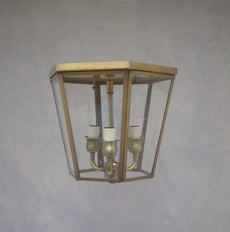 Genie House 63014ABC Three Light Flush Mount, Antique Brass