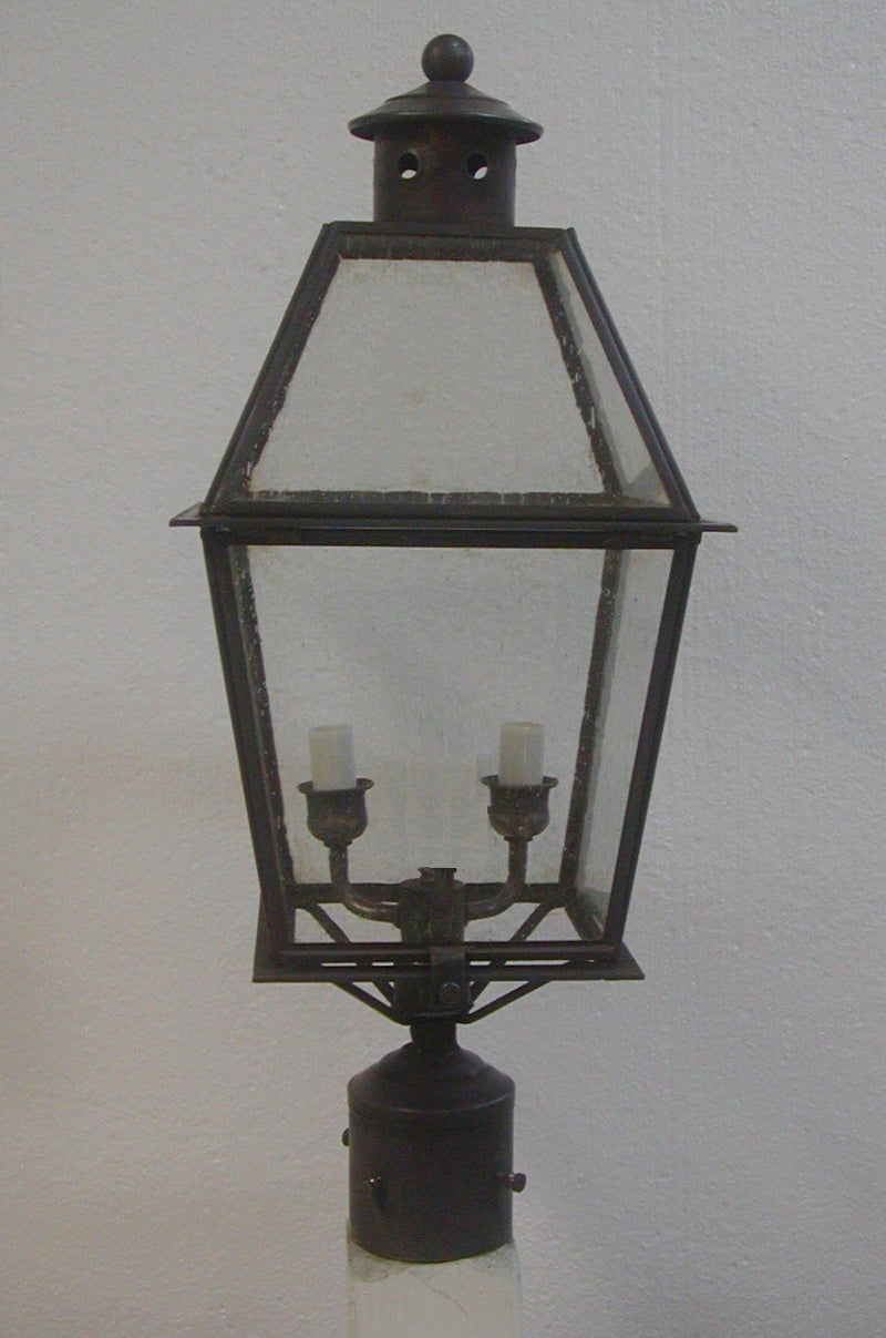 Genie House 93002DBSS Two Light Post Mount, Dark Brass