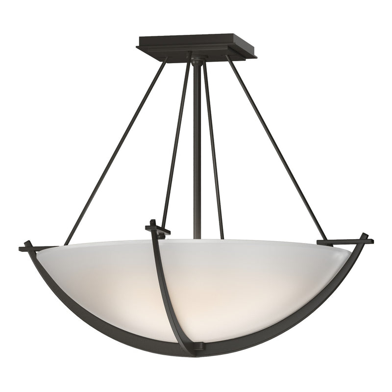 Hubbardton Forge 124555-SKT-07-GG0020 Three Light Semi-Flush Mount, Dark Smoke