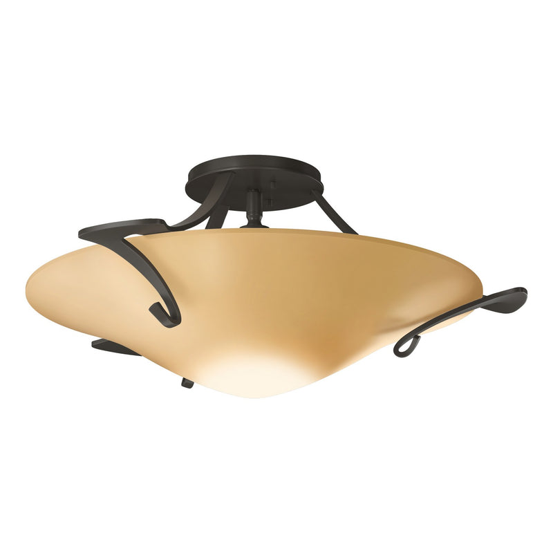 Hubbardton Forge 124710-SKT-07-SS0243 One Light Semi-Flush Mount, Dark Smoke
