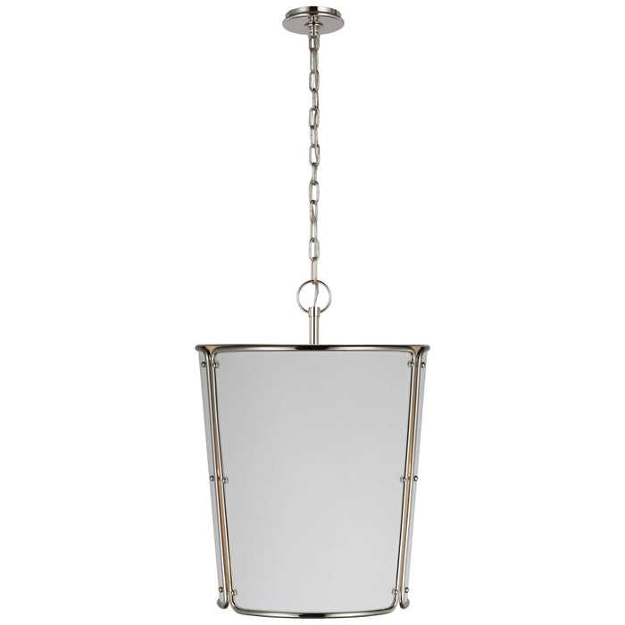 Visual Comfort Signature S 5647PN-WHT Three Light Pendant, Polished Nickel