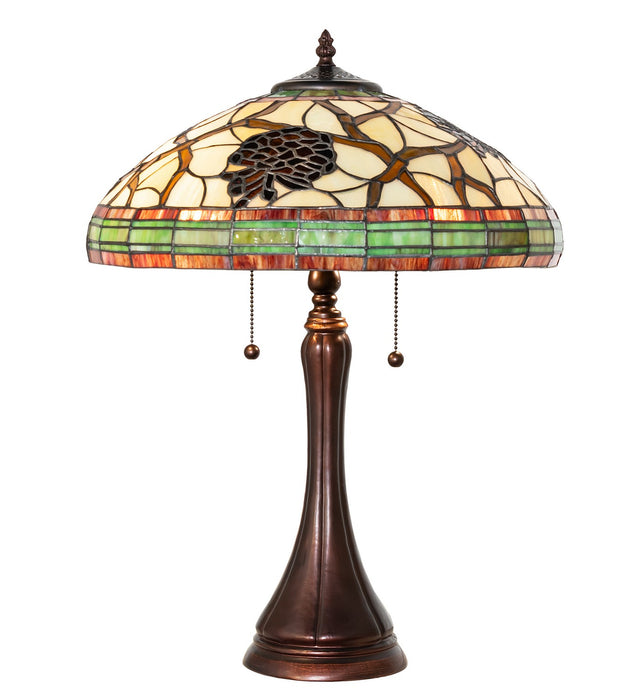 Meyda Tiffany 125610 Two Light Table Lamp, Mahogany Bronze