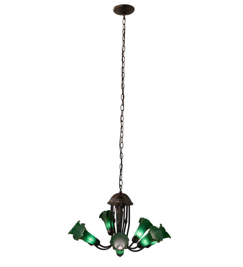 Meyda Tiffany 251578 Seven Light Chandelier, Green,Mahogany Bronze
