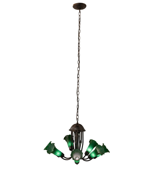 Meyda Tiffany 251578 Seven Light Chandelier, Green,Mahogany Bronze