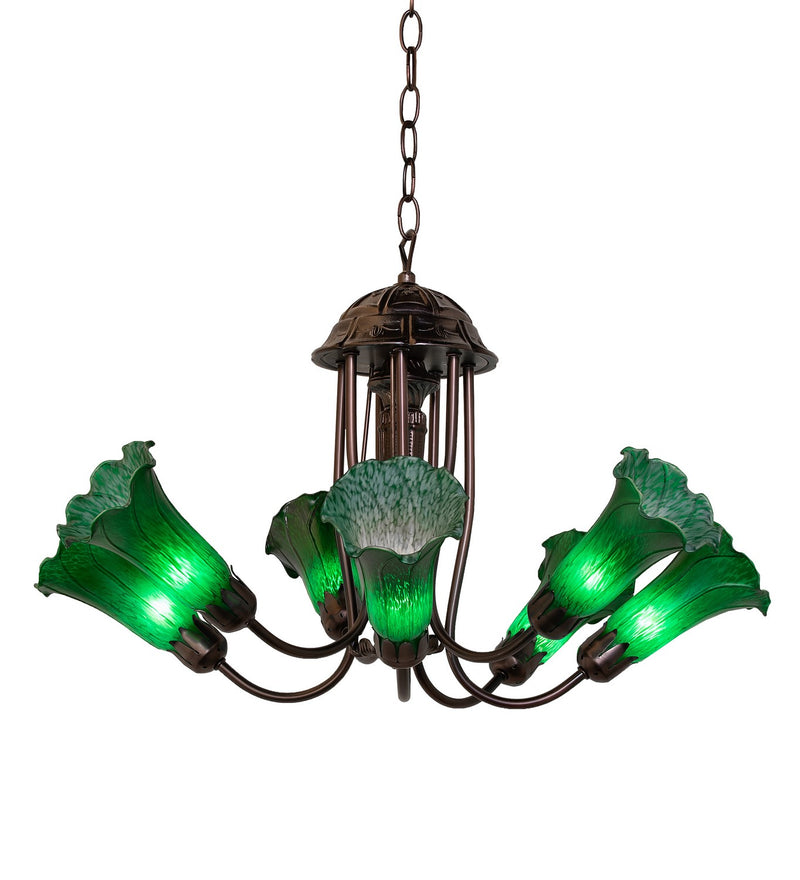 Meyda Tiffany 251578 Seven Light Chandelier, Green,Mahogany Bronze