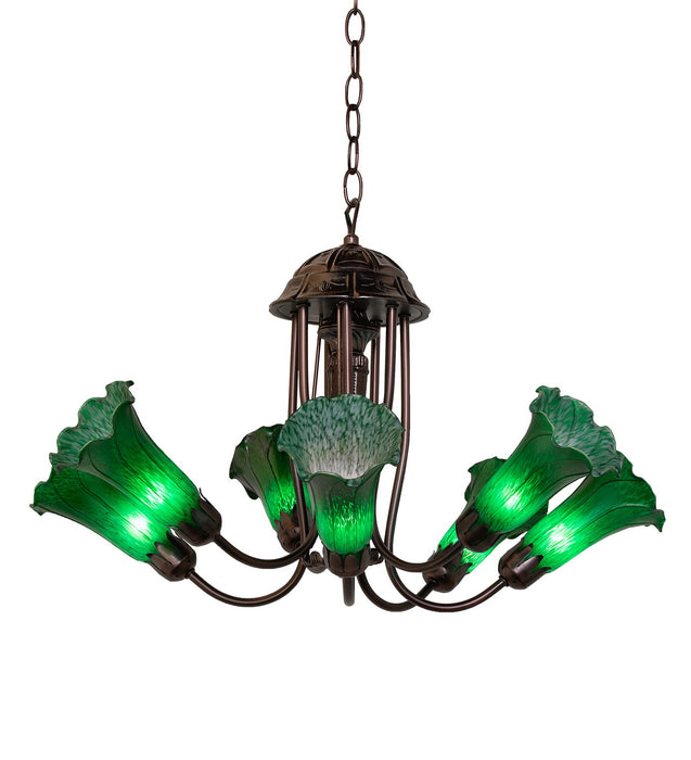 Meyda Tiffany 251578 Seven Light Chandelier, Green,Mahogany Bronze